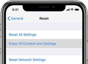 Step 3. Tap on "Reset" or "Transfer or Reset iPhone" and select "Erase All Content and Settings".