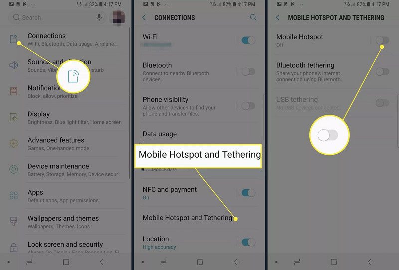 How to connect mobile hotspot on an Android phone to PC