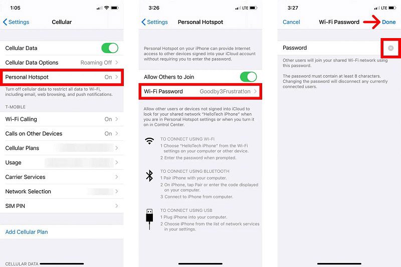 How to connect mobile hotspot on an iphone using a personal hotspot