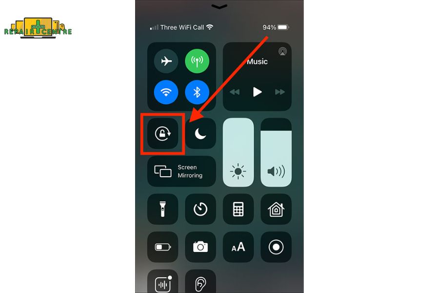 tap the screen rotation lock button