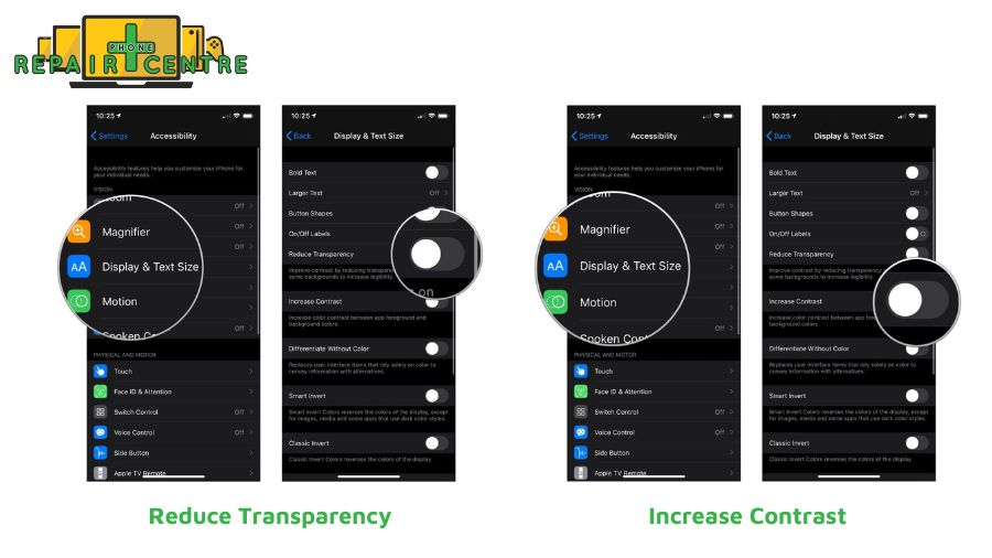 adjust lcd screen by reducing transparency and increasing contrast