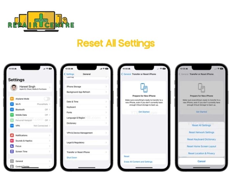 4 steps to reset all settings on iPhone 14